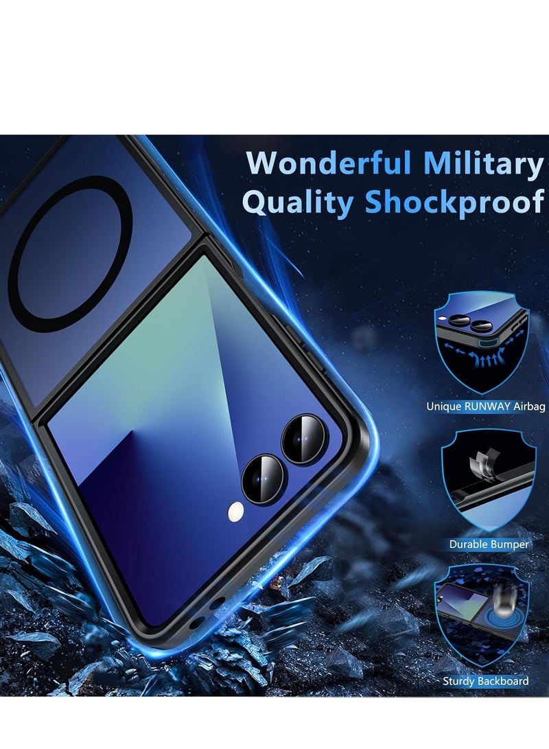 Case for Samsung Galaxy Z Flip 7, Magnetic Phone Case [Compatible with MagSafe] Anti-Fingerprint Translucent Matte Shockproof Protective Case for Samsung Z Flip 7 (Black) - Image 3