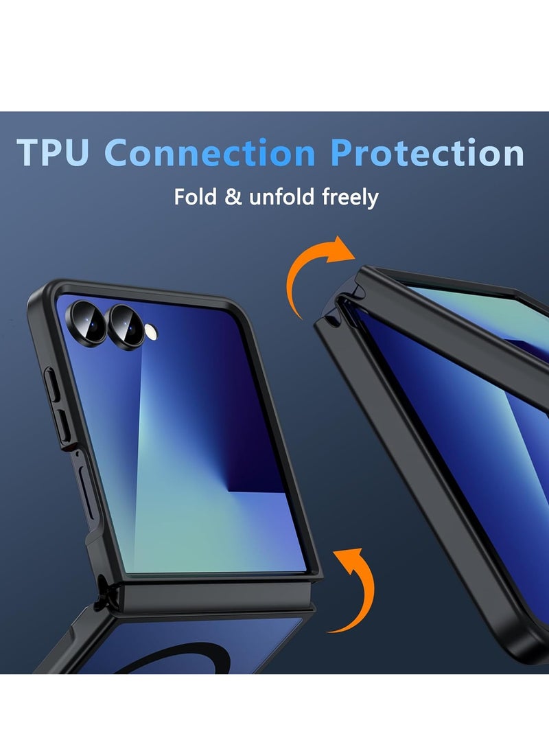 Case for Samsung Galaxy Z Flip 7, Magnetic Phone Case [Compatible with MagSafe] Anti-Fingerprint Translucent Matte Shockproof Protective Case for Samsung Z Flip 7 (Black) - Image 4