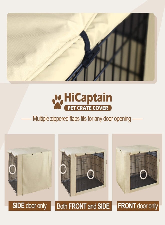 HiCaptain Dog Crate Cover 30.0" L x 19.0" W x 21.0" H with Breathable Mesh, Durable Heavy Duty Kennel Cover, Dual Zippered Panels, Windproof Waterproof UV-Resistant(Beige) - Image 3