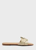 ELLA Croc Effect Woven Design Flat Sandal