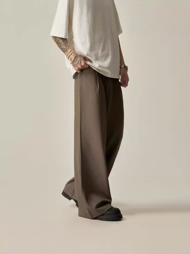 American Retro High-End Fashion Brand Loose Solid Color Casual Pendant Suit Pants Design Sense Straight-Leg Wide-Leg Pants - Image 5