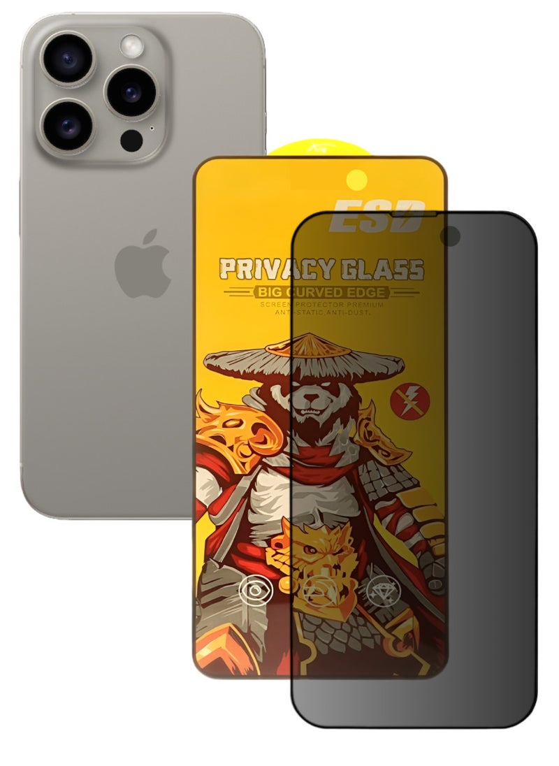 ESD Tempered Dustproof Privacy Glass Screen Protector Compatible For iPhone 15 Pro Max - Image 1