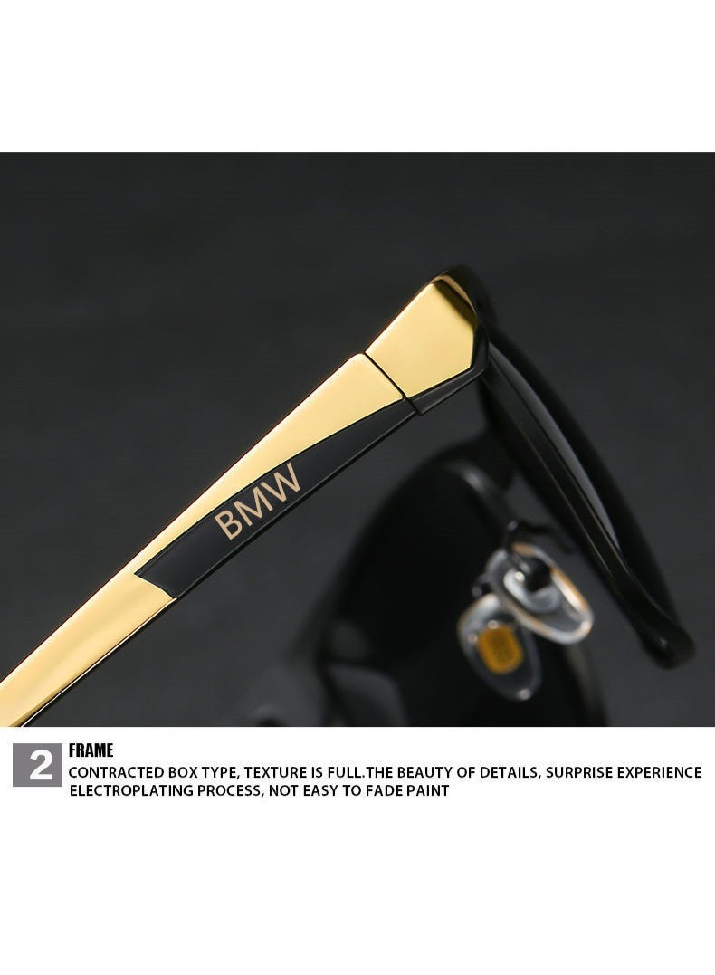 BMW New Men's Sport Polarized Glasses Essential for Driving Outdoors Black Frame Black Gold - Image 4