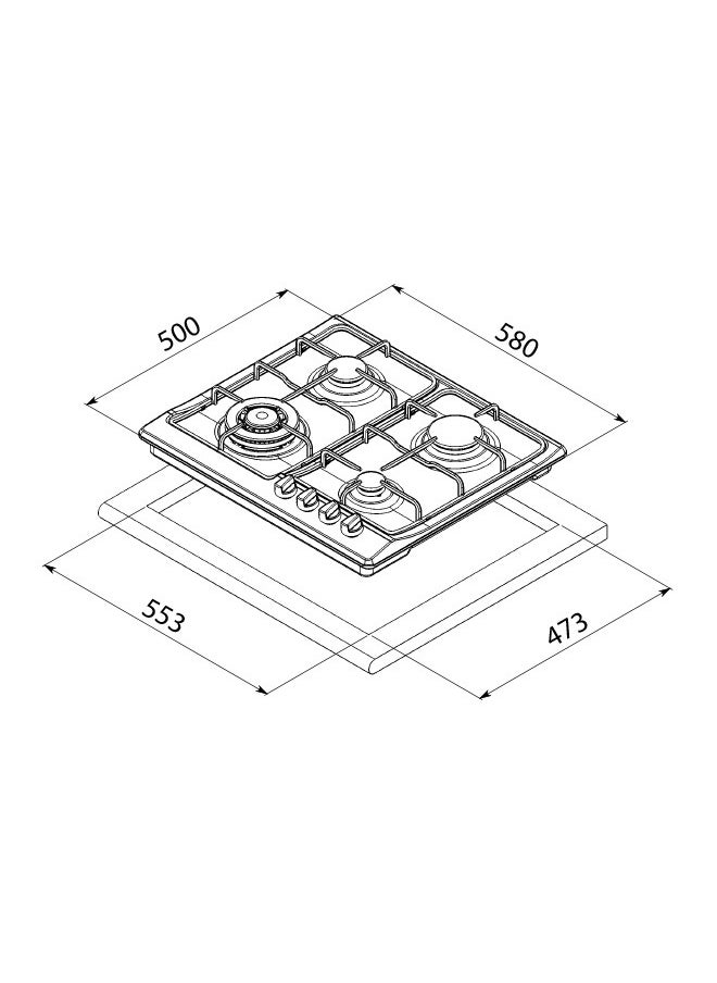 kitchen Line Italian Weight Surface - 4 Gas Stoves - 60 cm - Connected - Steel - G4014  - Image 4