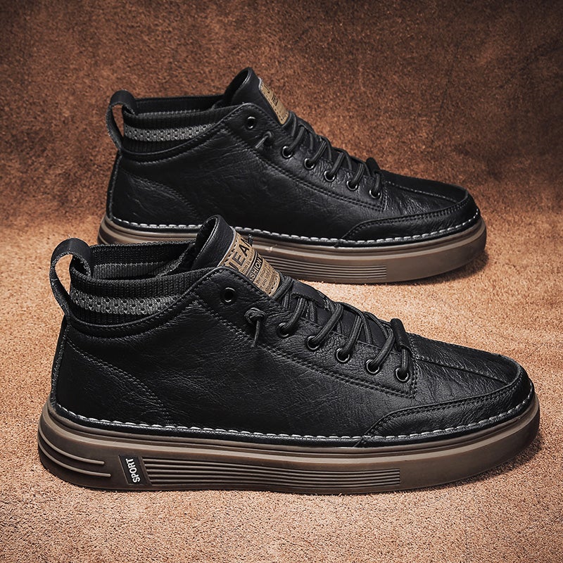 Spring Men''s Shoes Winter Kitchen Sports Casual Black Work Board Shoes Formal Business Chef Leather Shoes - Image 2
