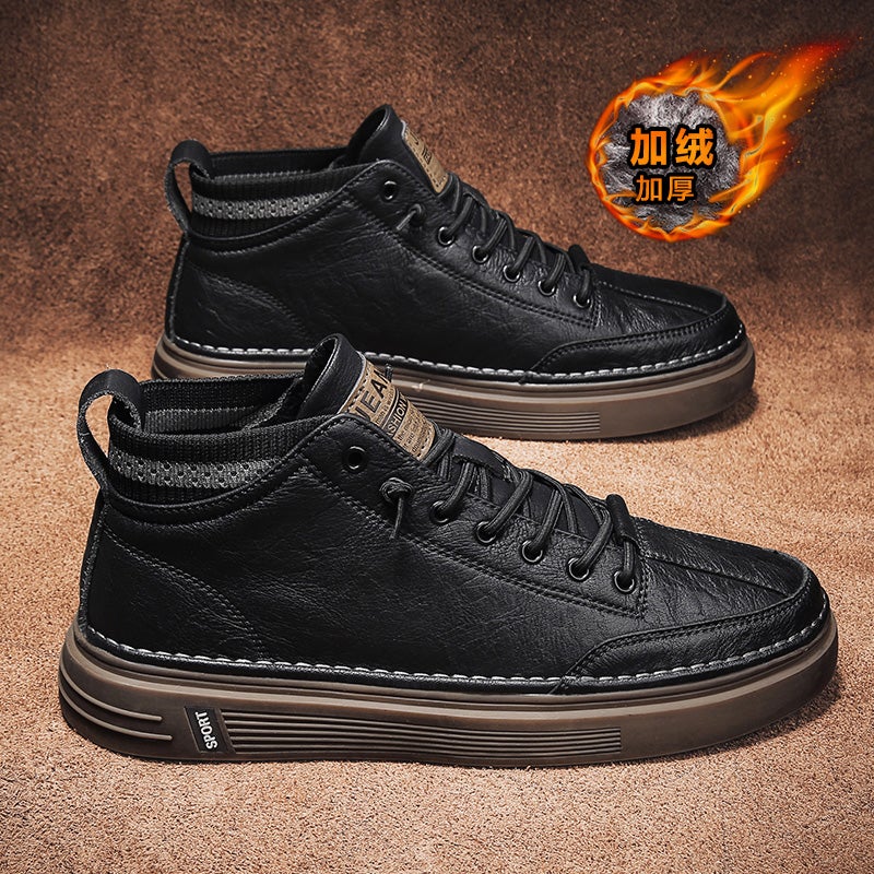 Spring Men''s Shoes Winter Kitchen Sports Casual Black Work Board Shoes Formal Business Chef Leather Shoes - Image 5