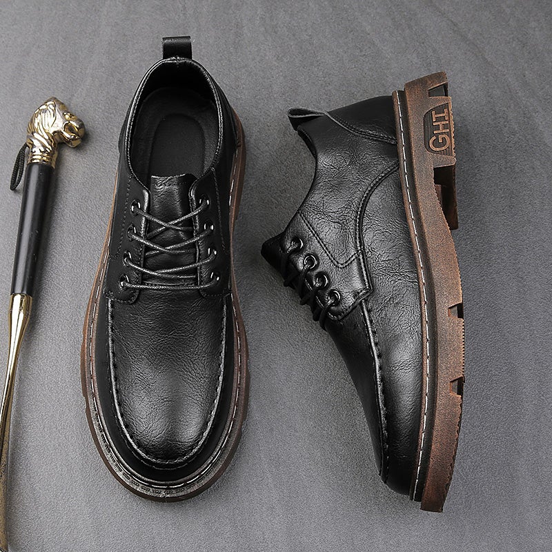 Spring Men''s Shoes Winter Kitchen Sports Casual Black Work Board Shoes Formal Business Chef Leather Shoes - Image 1