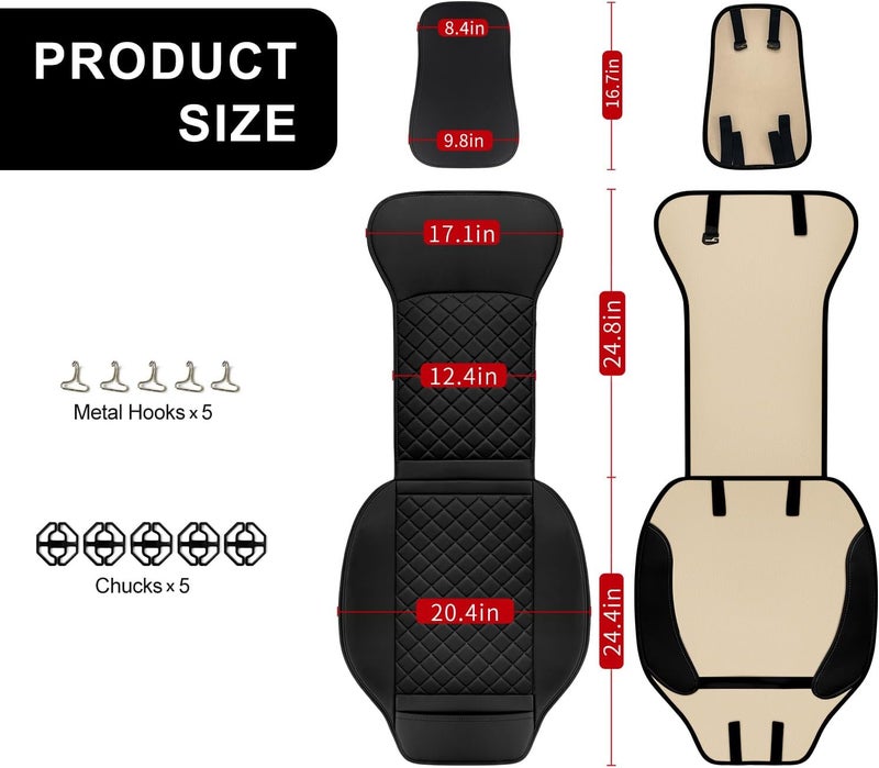 BEITK 2 Pack Leather Front Seat Covers, Universal Sideless Car Seat Protectors, Waterproof Automotive Seat Cover for Most Cars Trucks SUV(Black) - Image 2