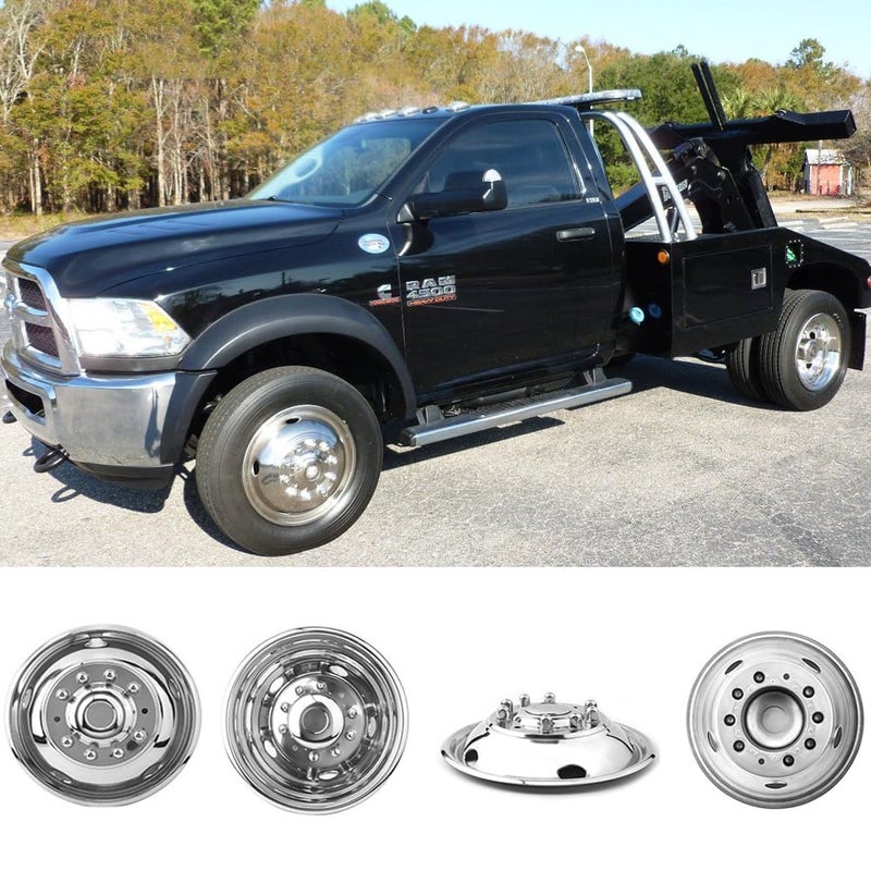 Deebior 4pcs 195 Polished Stainless Steel Dually Wheel Simulators Nice Looking and DurableBolt On Wheel Covers 10 Lug Hubcaps Fit for 2008201020122025 Dodge Ram 45005500 D19F6