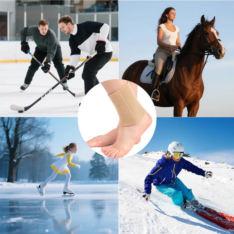 20LY Ankle Gel Sleeves with Cushion Support Elastic Sleeves for Ice Skating, Hockey, Hiking Nude Color Non-Slip 1 Pair - Image 5
