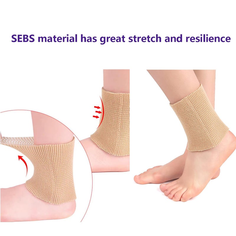 20LY Ankle Gel Sleeves with Cushion Support Elastic Sleeves for Ice Skating, Hockey, Hiking Nude Color Non-Slip 1 Pair - Image 2