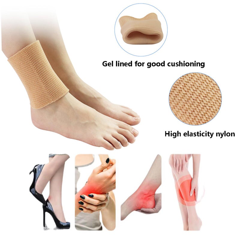 20LY Ankle Gel Sleeves with Cushion Support Elastic Sleeves for Ice Skating, Hockey, Hiking Nude Color Non-Slip 1 Pair - Image 3