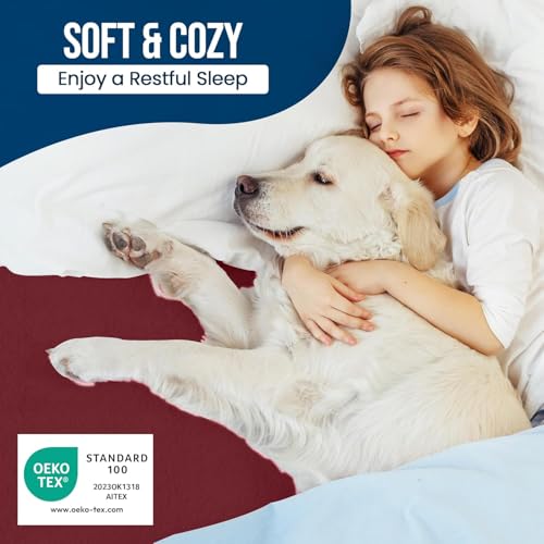 9villa 100% Waterproof Premium Cotton Feel Mattress Protector | Ultra Soft Breathable & Hypoallergenic Fitted Bed Protector Terry Cover (Maroon, Single Bed 72 x 36,6 x 3 Feet) - Image 5