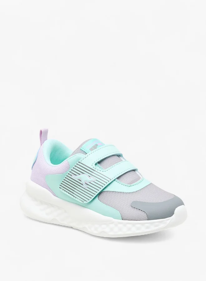 كانغاروس Girls' Colourblock Sports Shoes with Hook and Loop Closure