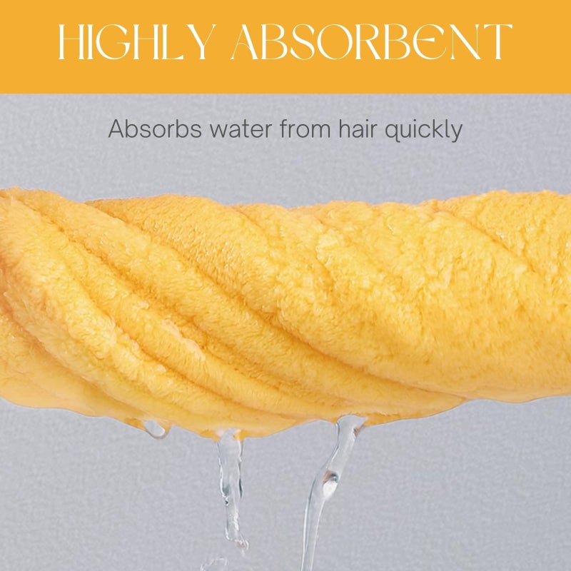 Lcbd Microfiber Hair Towel Wrap For Kids  Yellow Bear Dry Hair Cap Suck Water  Absorbent Quick Girls Boys Hair Drying Towel  Lightweight Bouncy Hat Headscarf - Image 2