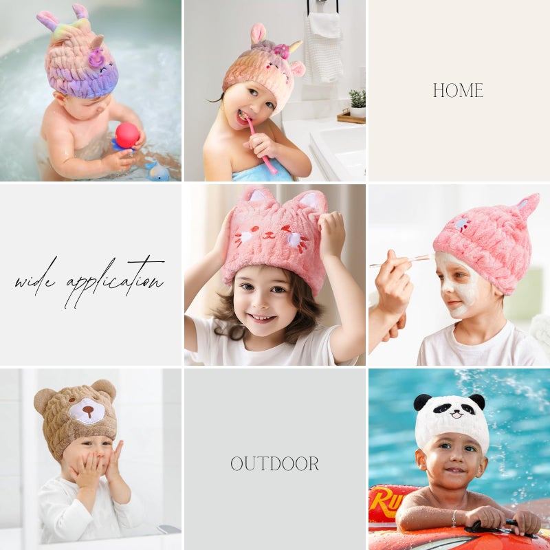 Lcbd Microfiber Hair Towel Wrap For Kids  Yellow Bear Dry Hair Cap Suck Water  Absorbent Quick Girls Boys Hair Drying Towel  Lightweight Bouncy Hat Headscarf - Image 5