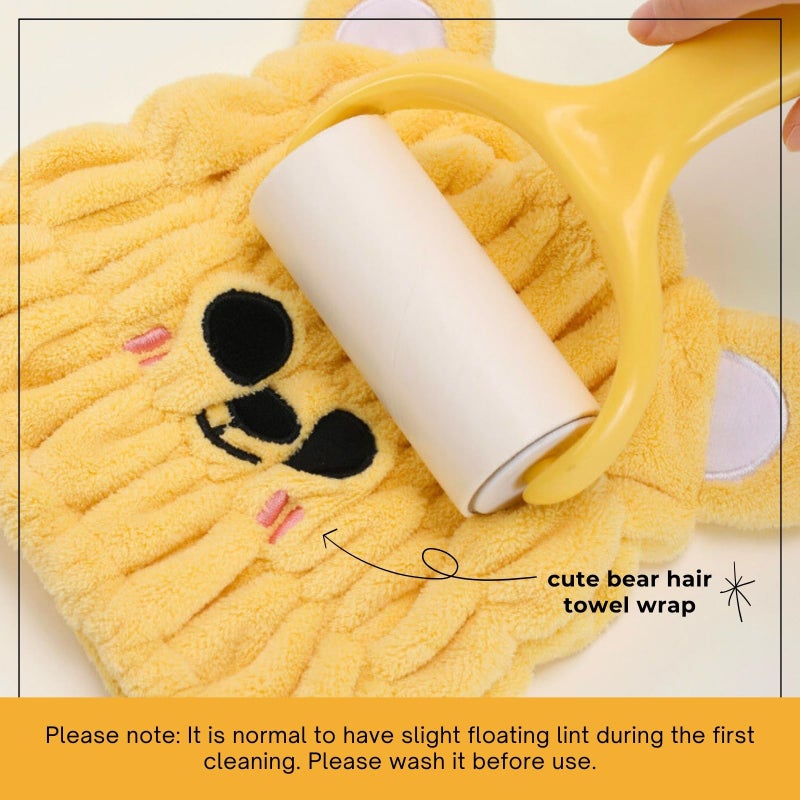 Lcbd Microfiber Hair Towel Wrap For Kids  Yellow Bear Dry Hair Cap Suck Water  Absorbent Quick Girls Boys Hair Drying Towel  Lightweight Bouncy Hat Headscarf - Image 4