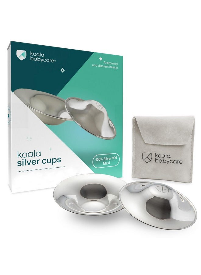 Koala Babycare - Koala Babycare The Original Nursing Cups 999 Silver - Nipple Shields for Nursing Newborn - Breastfeeding Essentials Protect and Soothe Cracked Nipples - Maxi Size - Image 1