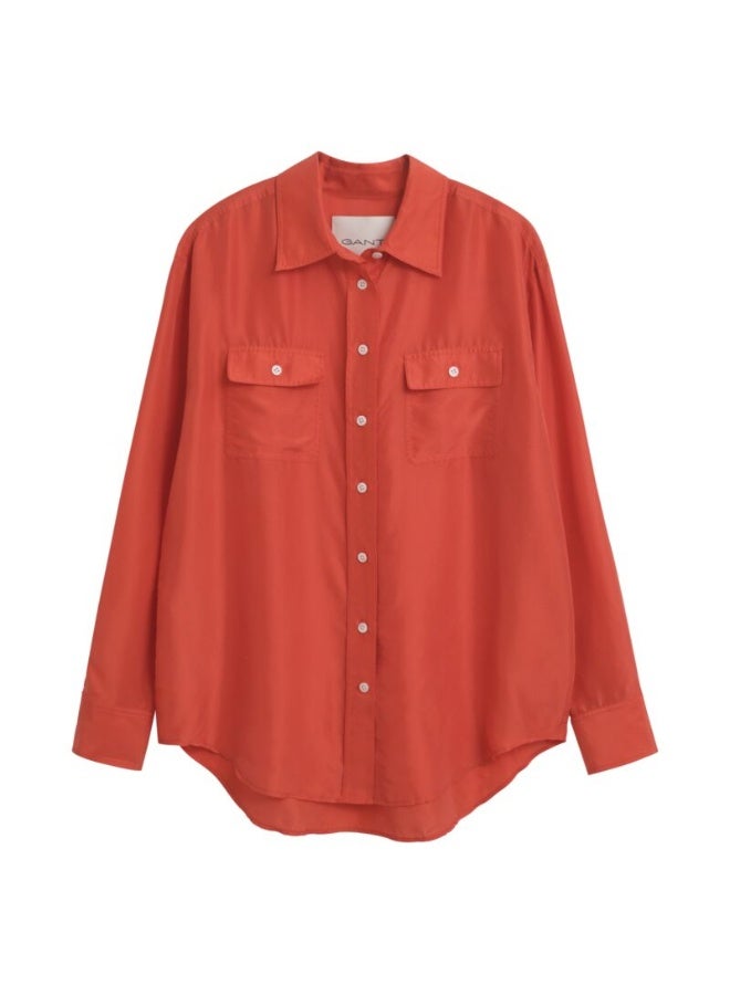 Relaxed Fit Habotai Silk Shirt