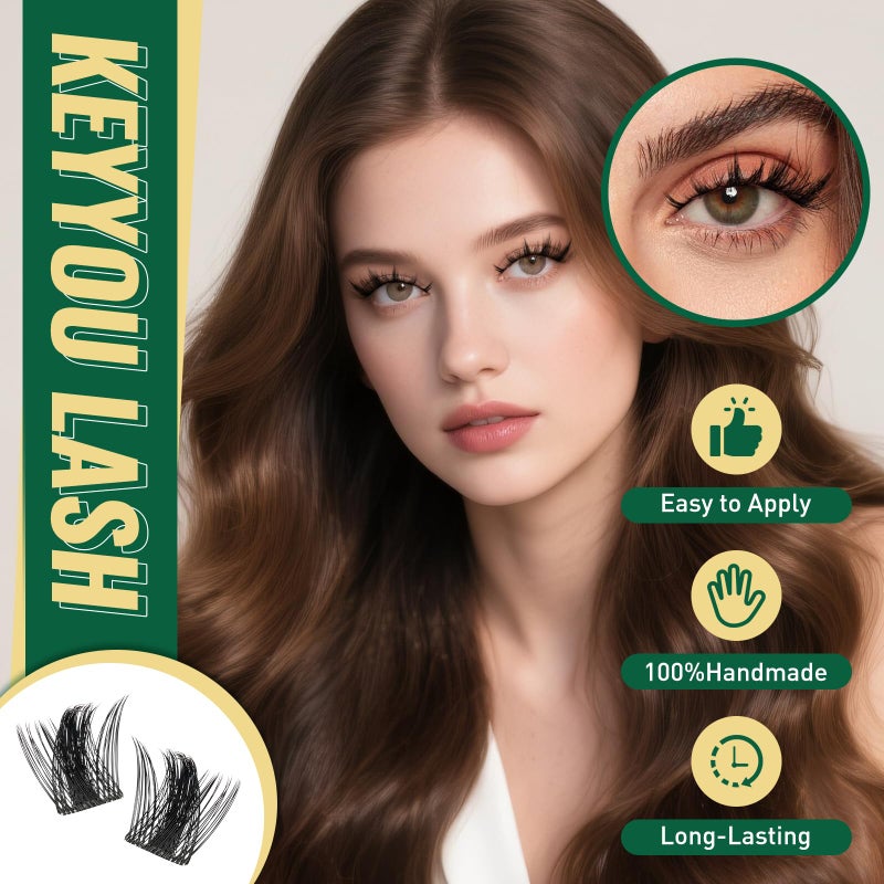 KEYYOULASH Lash Clusters Kit Spiky 120pcs 8-18MIX Lash Extension Kit Volume Lash Clusters D Curl with Bond and Seal,Remover,Applicators for DIY Manga Eyelash Clusters at Home (KY09 Kit) - Image 3