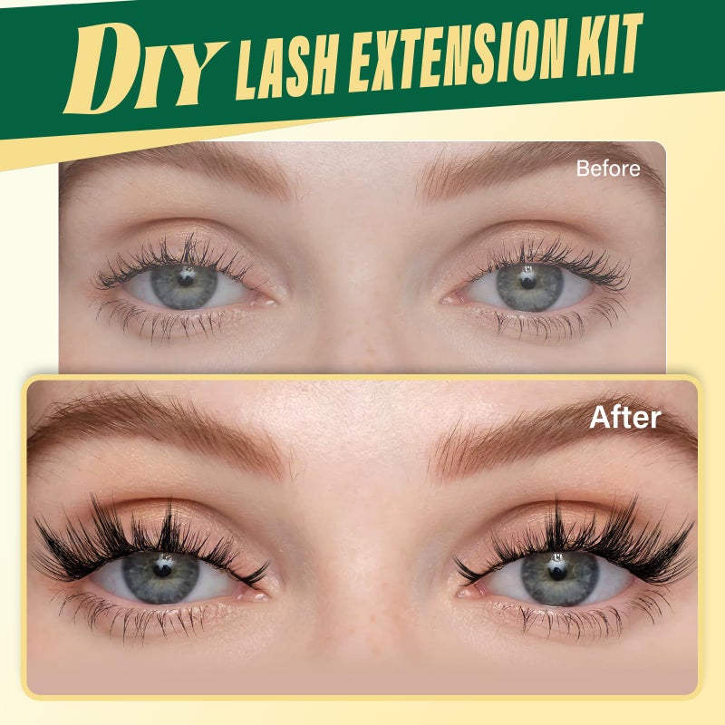 KEYYOULASH Lash Clusters Kit Spiky 120pcs 8-18MIX Lash Extension Kit Volume Lash Clusters D Curl with Bond and Seal,Remover,Applicators for DIY Manga Eyelash Clusters at Home (KY09 Kit) - Image 2
