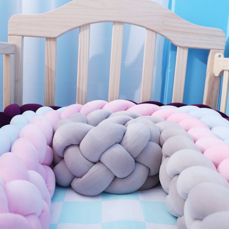 Baby Crib Bumper Knotted 2m White Breathable Non-Static Cotton - Safe Air Flow Design, Freely Adjustable Shape for Baby Nursery Cribs - Image 4