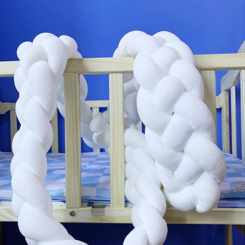 Baby Crib Bumper Knotted 2m White Breathable Non-Static Cotton - Safe Air Flow Design, Freely Adjustable Shape for Baby Nursery Cribs - Image 2