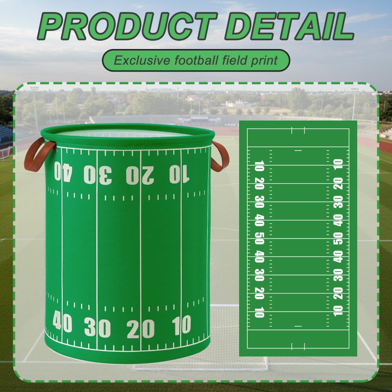 Remerry 2 Pcs Football Trash Can 17.7 x 13.8 Inch Portable Foldable Garbage Can Fabric Trash Basket with Handles for Outdoor Camping Football Party Favors Tailgates Game Day - Image 3