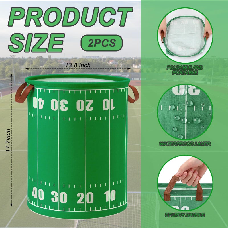 Remerry 2 Pcs Football Trash Can 17.7 x 13.8 Inch Portable Foldable Garbage Can Fabric Trash Basket with Handles for Outdoor Camping Football Party Favors Tailgates Game Day - Image 2