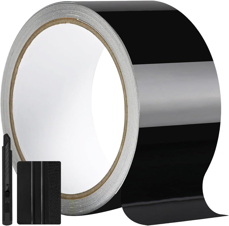 GRTHTATI Gloss Black Vinyl Wrap Tape for Chrome Delete Window Trim Car Door Sill Protector with Vinyl Wrap Tool Kit (Gloss Black, 2in x 30ft) - Image 1