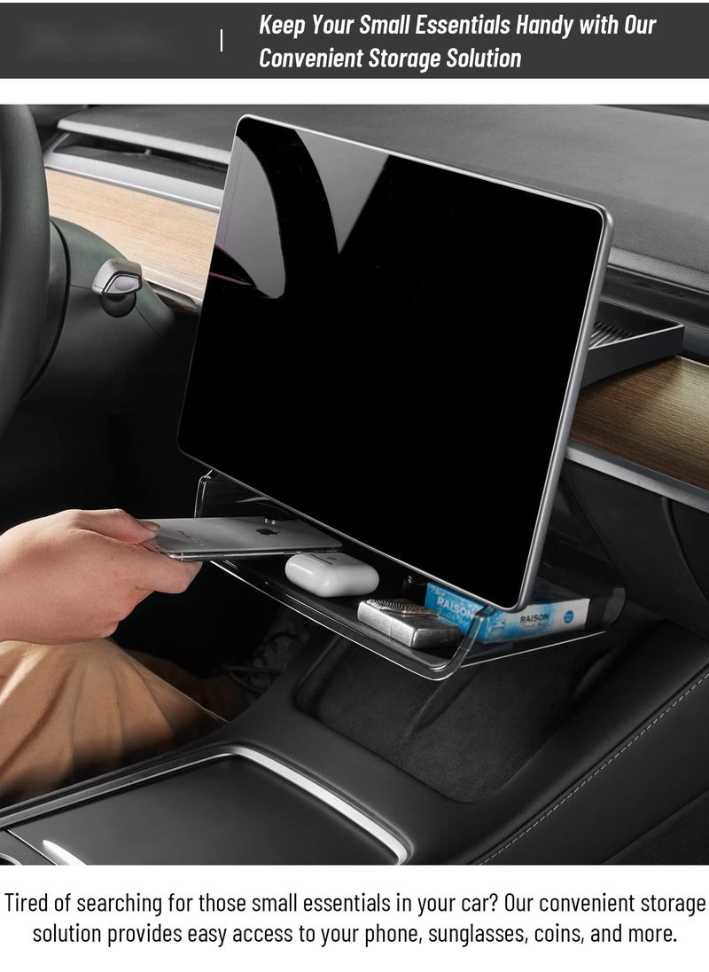 Excefore Center Console Organizer Tray for Tesla Model 3,  Model Y, Magnetic Behind Screen Storage Tray, Dashboard Organizer Tissue Holder, Compatible with Tesla Model 3, Model Y Accessories (Transparent)  - Image 5