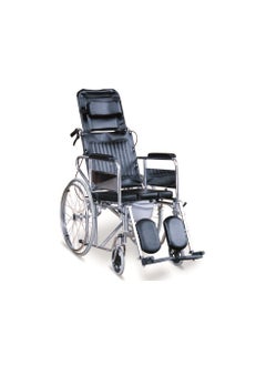 RECLINING COMMODE WHEELCHAIR WITH “U” SEAT PANEL, DETACHABLE ARMRESTS & DETACHABLE ELEVATING FOOTRESTS#JL609GCU