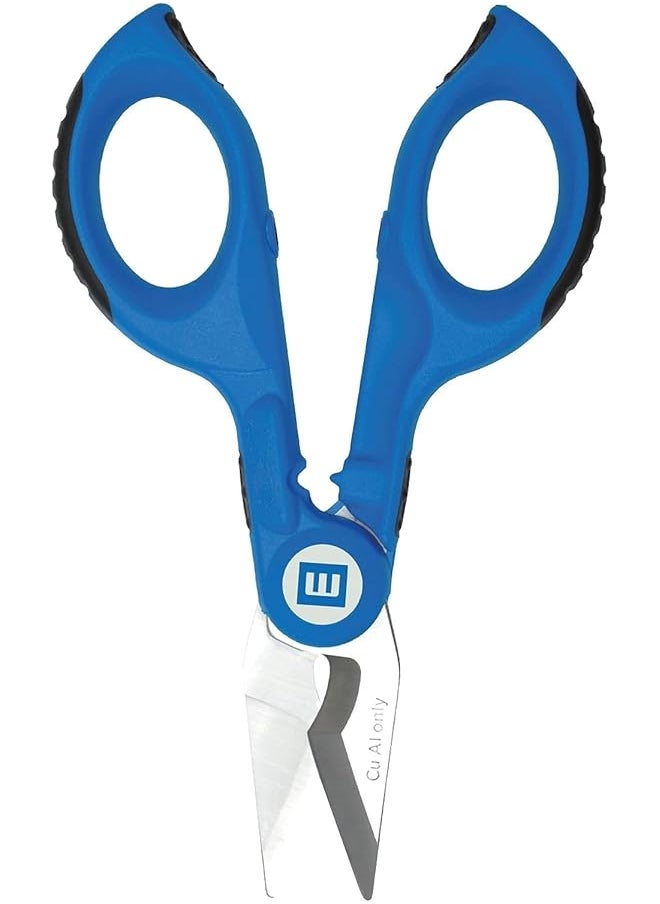Weicon WEICON Cable Scissors No. 35 | Electricians' Shears with Stripping Function | Cutting - Stripping - Crimping | Including Protective Sheath, Blue/Red, one Size, 52000035  - Image 1