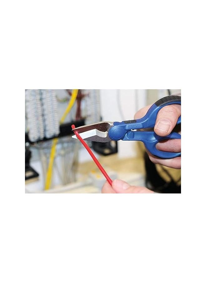 Weicon WEICON Cable Scissors No. 35 | Electricians' Shears with Stripping Function | Cutting - Stripping - Crimping | Including Protective Sheath, Blue/Red, one Size, 52000035  - Image 5