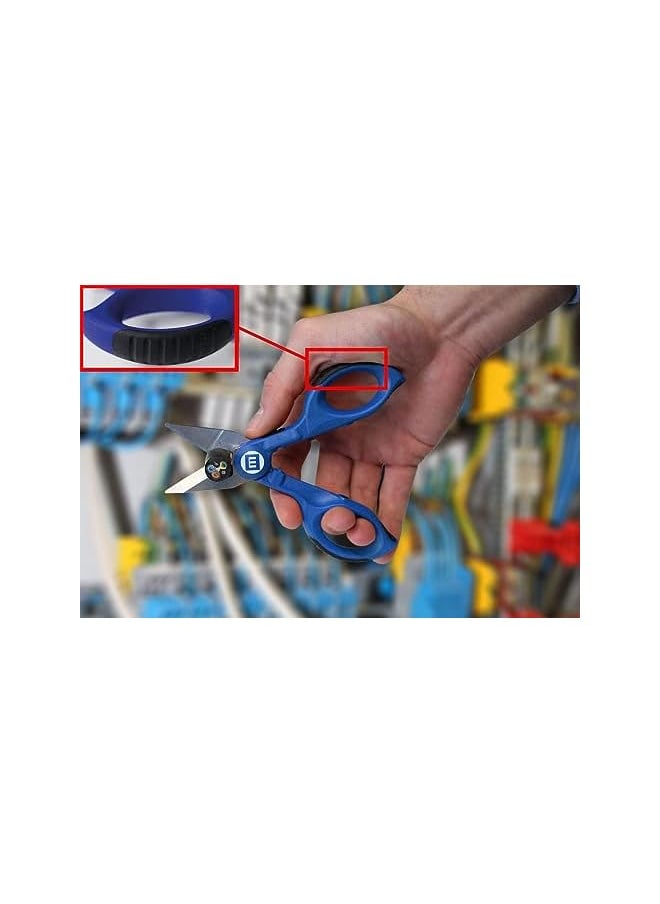 Weicon WEICON Cable Scissors No. 35 | Electricians' Shears with Stripping Function | Cutting - Stripping - Crimping | Including Protective Sheath, Blue/Red, one Size, 52000035  - Image 3