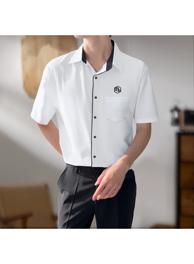 FOLUNSI summer Thin Men's Casual Short Sleeve Shirt With Open Collar, Versatile Daily Wear - Image 2