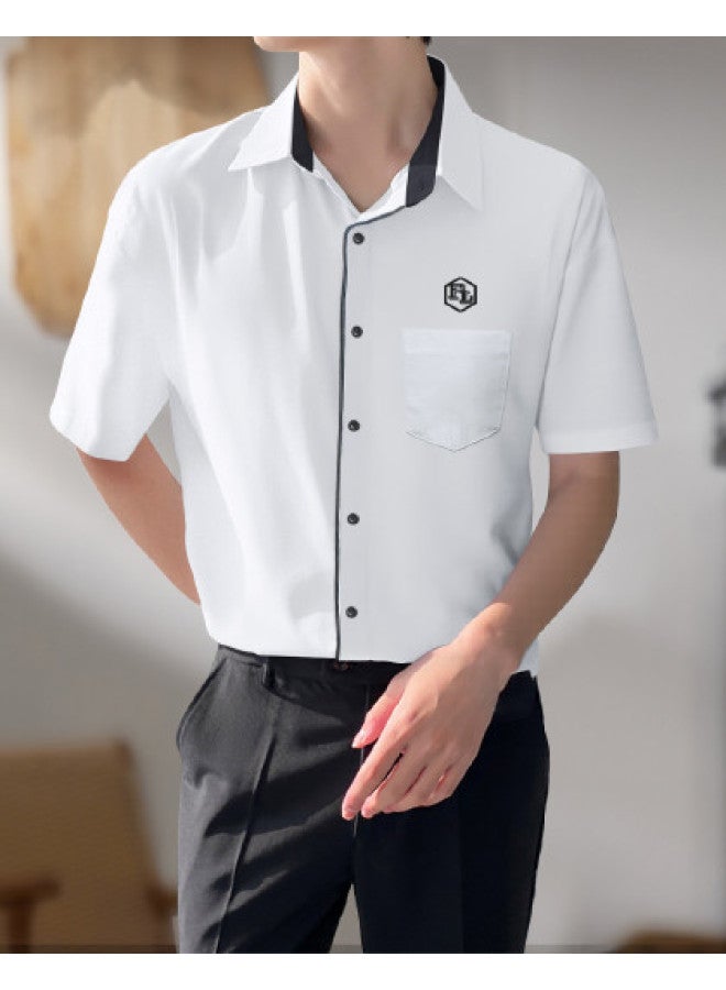 FOLUNSI summer Thin Men's Casual Short Sleeve Shirt With Open Collar, Versatile Daily Wear - Image 1