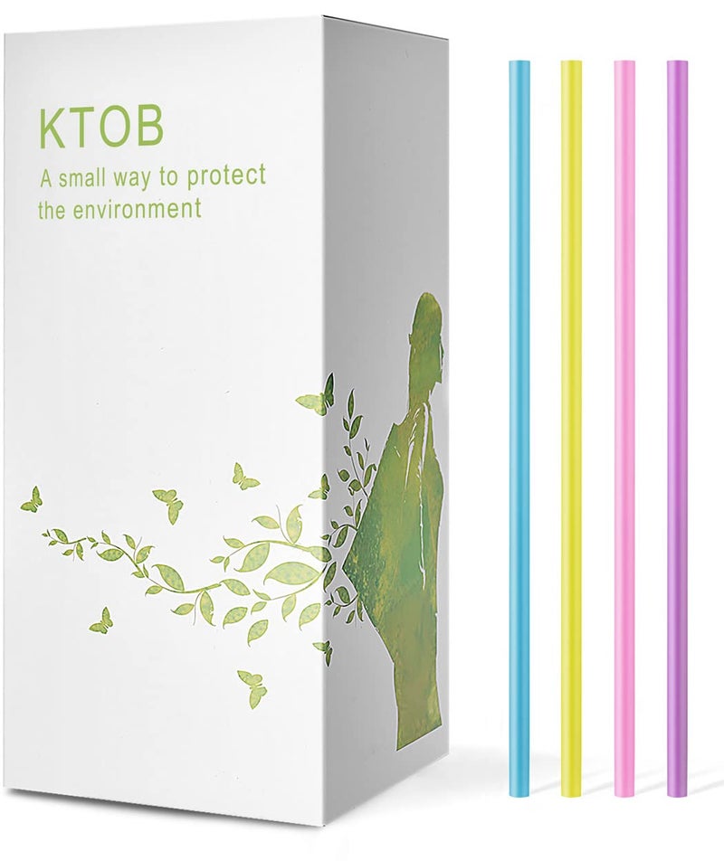 KTOB Biodegradable 200 Count Colorful PlantBased PLA Straws  Eco Friendly Plastic Bar Straws