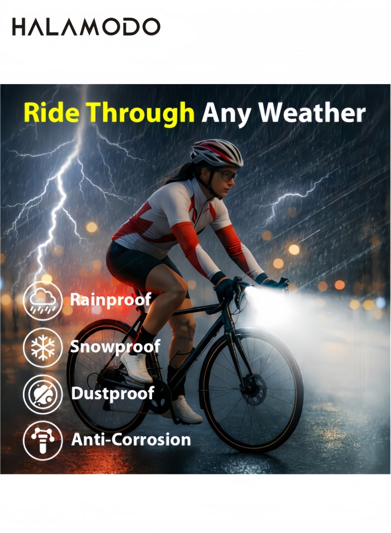 Solid Aircraft Bike Light Bright LED Bicycle Headlight with Tail Light Waterproof Mounts in Seconds NO Tools Requiredas Protection for Warning Secure Life - Image 4