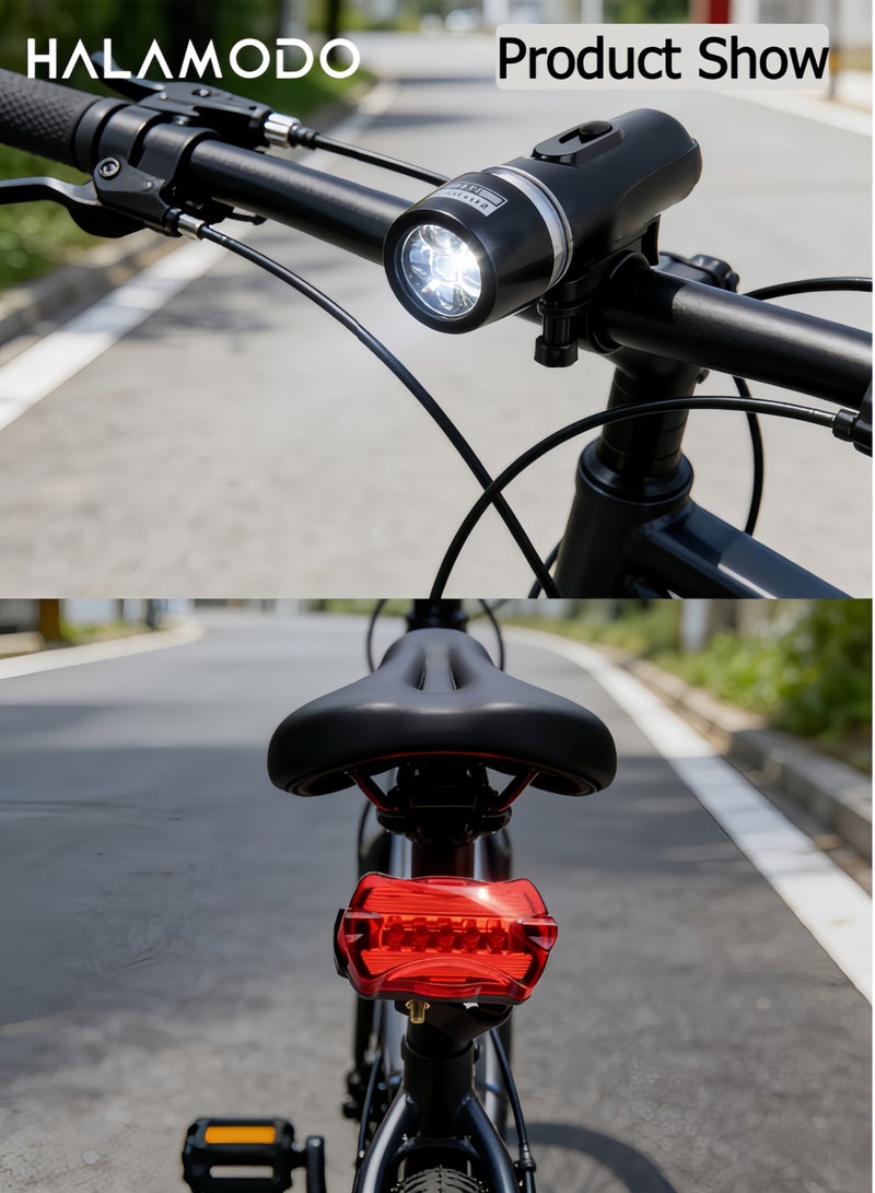 Solid Aircraft Bike Light Bright LED Bicycle Headlight with Tail Light Waterproof Mounts in Seconds NO Tools Requiredas Protection for Warning Secure Life - Image 2
