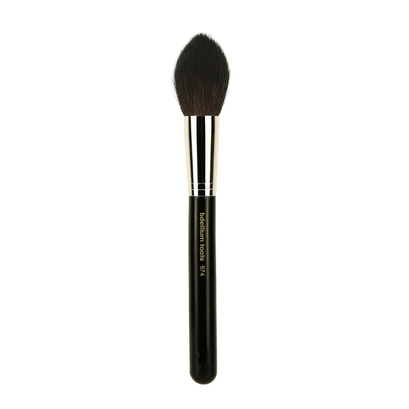 Bdellium Tools Professional Makeup Brush - Maestro Series 974 Tapered Powder - With Mix of Soft Synthetic & Natural Fibers, For Sculpt & Shape (Black, 1pc)