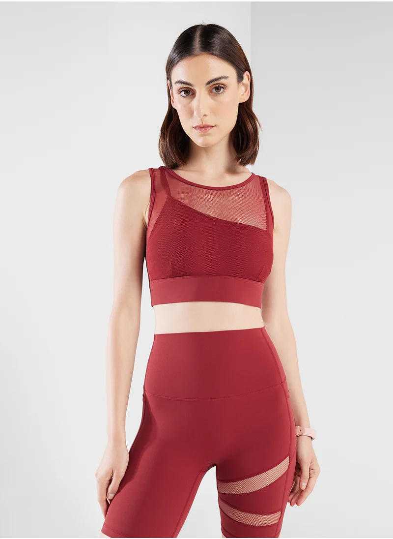 فورورد Sheer Mesh Panel Detail Sports Bra & Short Set