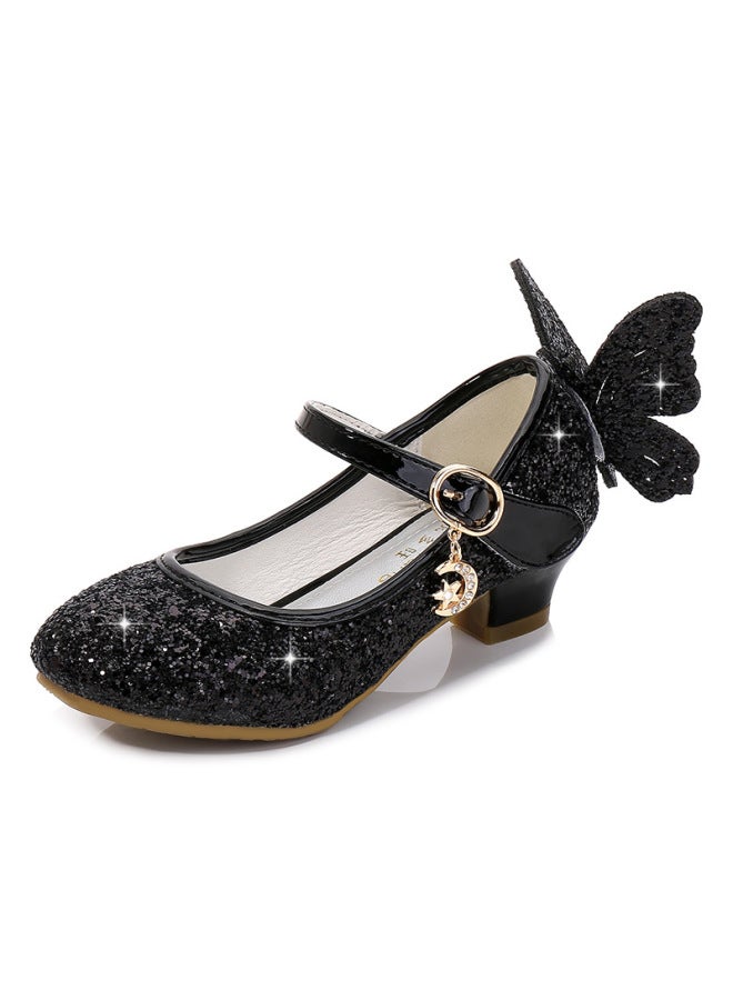 Girls' Leather Shoes For Autumn , Children's Princess Shoes With Sequins, Small High Heels, Korean Style Single Shoes, Export For Young Children