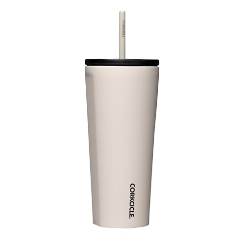 Corkcicle Cold Cup Insulated Tumbler with Straw Keeps Drinks Cold for 12 Hours TripleInsulated Stainless Steel LeakResistant Lid Summer Drinkware Gift 24 oz Latte - Image 1