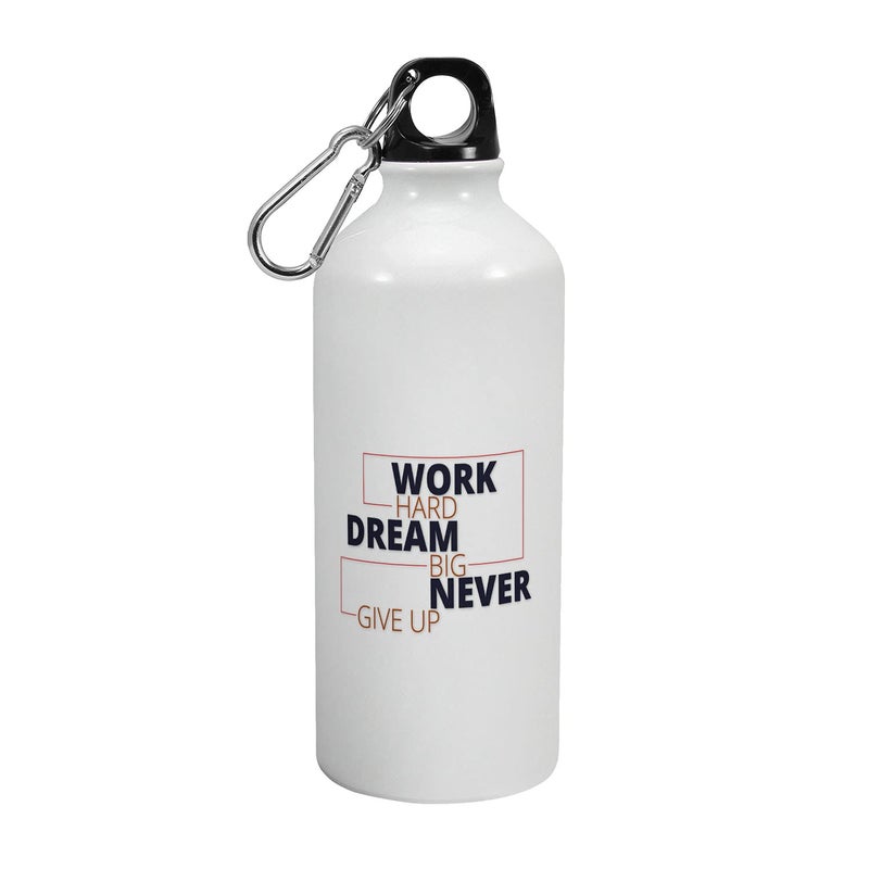 Happu Happu Printed Aluminium Sipper Water Bottle with Quotes Work Hard Dream Big Gift for Girls Boys Friends Collegues Relatives Employees Cute Stylish Sports Bottle 600 ML HP0705  - Image 1
