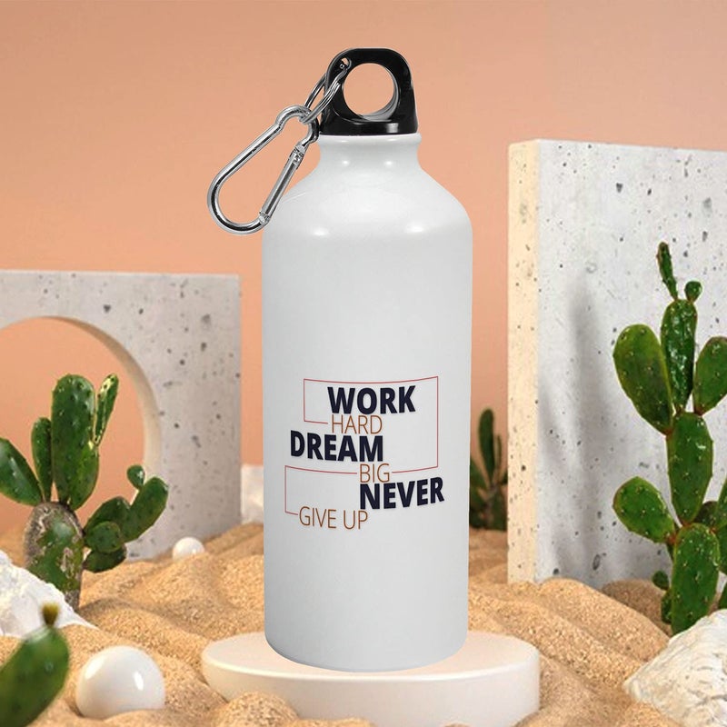 Happu Happu Printed Aluminium Sipper Water Bottle with Quotes Work Hard Dream Big Gift for Girls Boys Friends Collegues Relatives Employees Cute Stylish Sports Bottle 600 ML HP0705  - Image 2