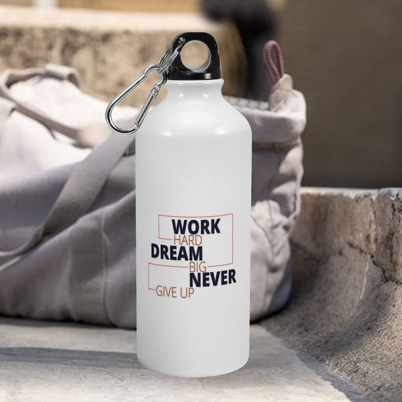 Happu Happu Printed Aluminium Sipper Water Bottle with Quotes Work Hard Dream Big Gift for Girls Boys Friends Collegues Relatives Employees Cute Stylish Sports Bottle 600 ML HP0705  - Image 3
