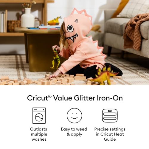 Cricut Value Glitter Iron On Pink 10in x 8ft roll HTV Heat Transfer Vinyl - Image 3