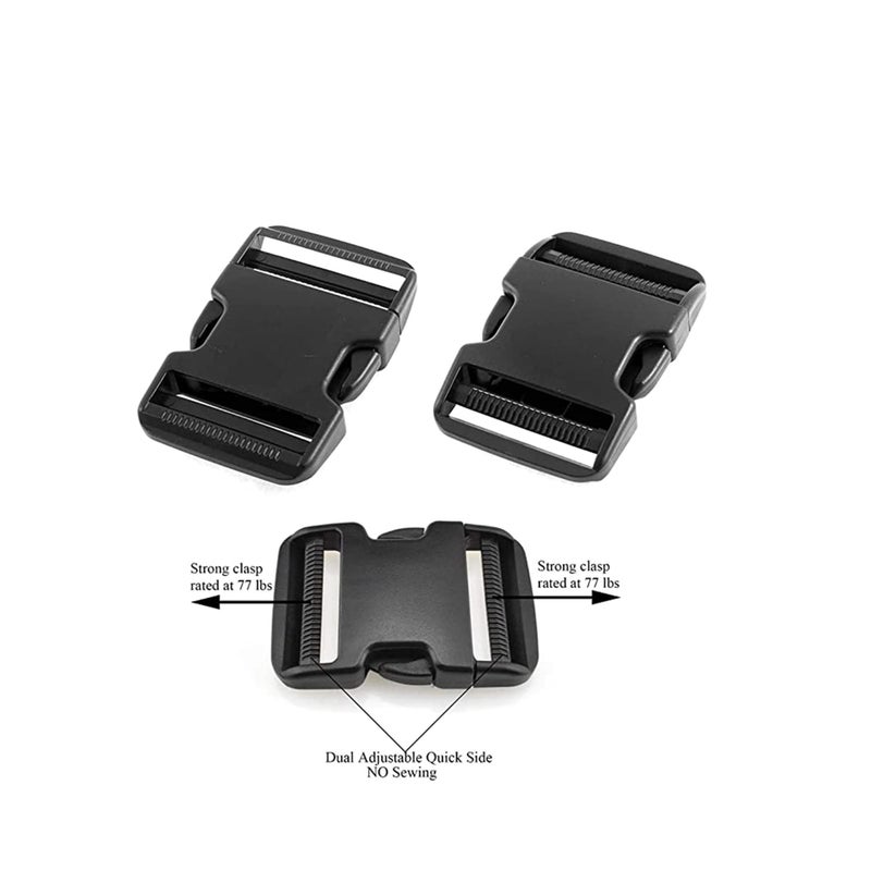 SOLARAE 2" Plastic Buckle, Quick Side Release Buckles with Dual Adjustable, Clips Snaps, Clasp Military Grade - Image 3