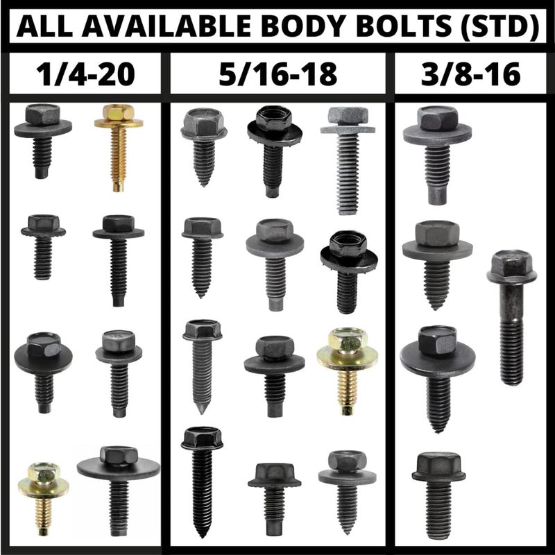 GM 8-Piece Interior Seat Track Body Bolt Hardware Kit (5/16-18 x 1 3/16") - Image 5